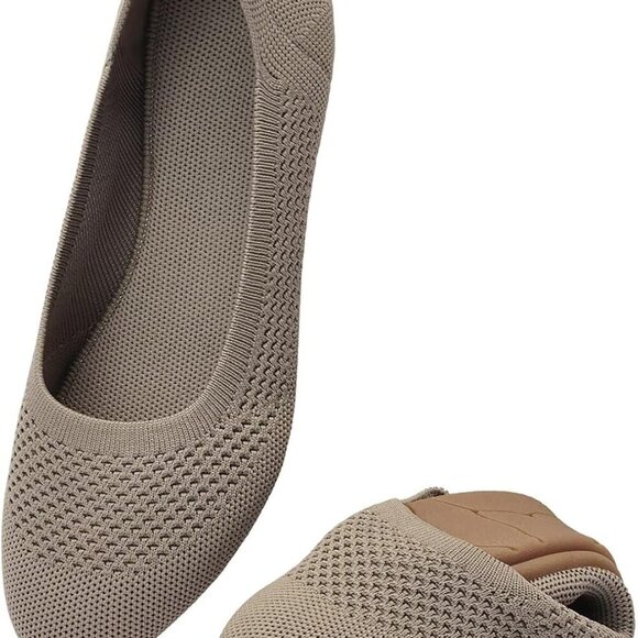 Women’s Ballet Flat Shoes Round Toe Knit Slip On Ballerina Walking Flats Dress S